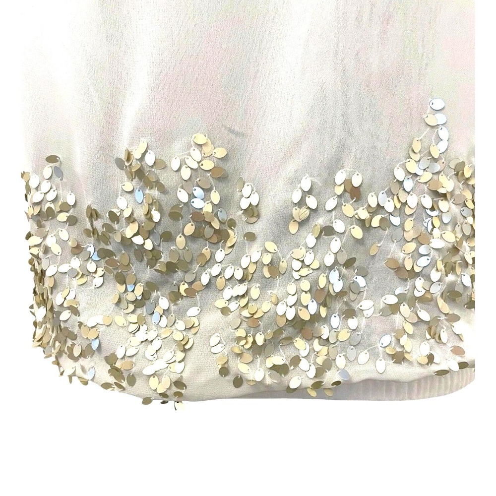 Cache Womens Cold Shoulder Dolman Blouse Top Size XS Cream Chiffon Sequin Trim - Picture 9 of 12